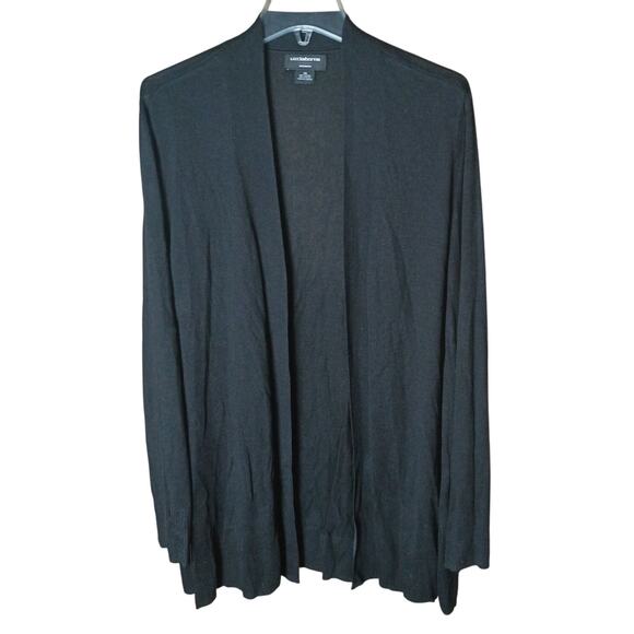 Liz Claiborne Women 2x Black Lightweight Open Front Long Sleeve Cardigan - Picture 1 of 4